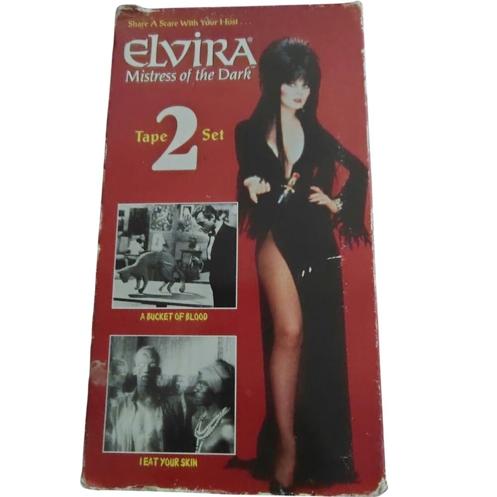 Elvira Mistress of the Dark A Bucket of Blood Two VHS Tape Box Set Gently Used